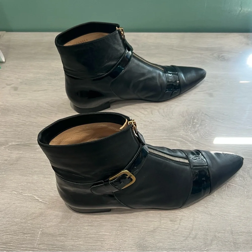 CHANEL black leather